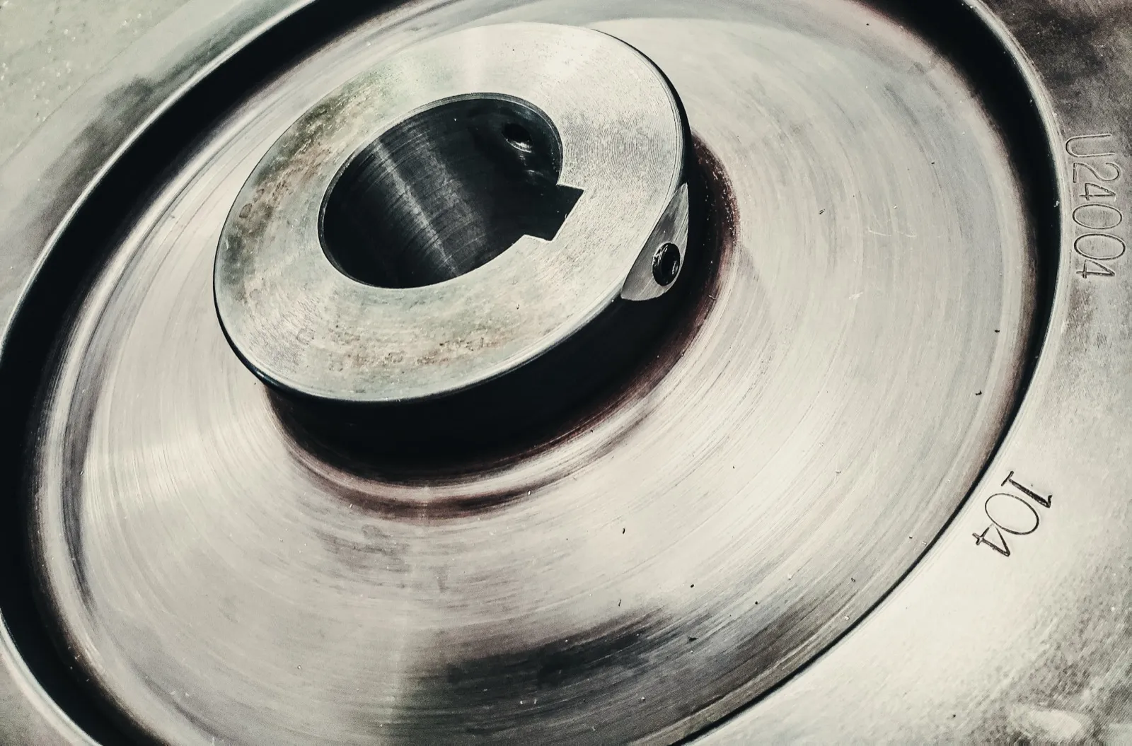 UTEC Industrial machined crane sheave showing groove profile close-up